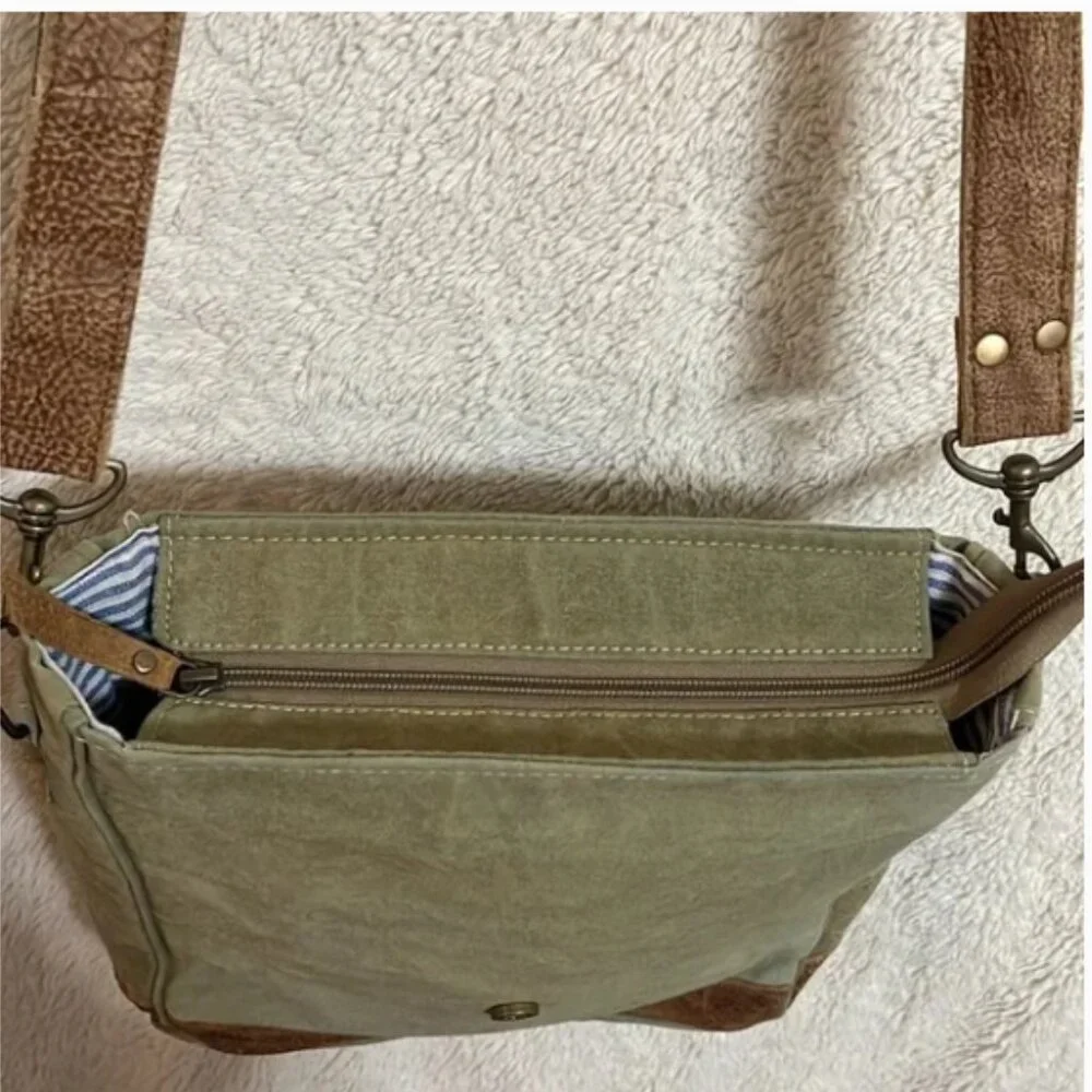 Vintage “Par Avion – Air Mail” Canvas and Leather Messenger Bag - Picture 12 of 16